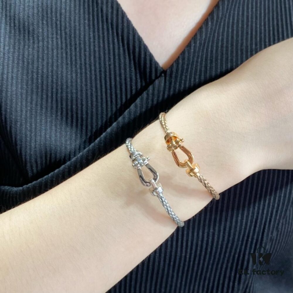 Fred Small Smooth Horseshoe Knot Steel Rope Bracelet - Luxury Fashion Exquisite Design, High-End Customized 18K Gold Plated Thickened Craftsmanship