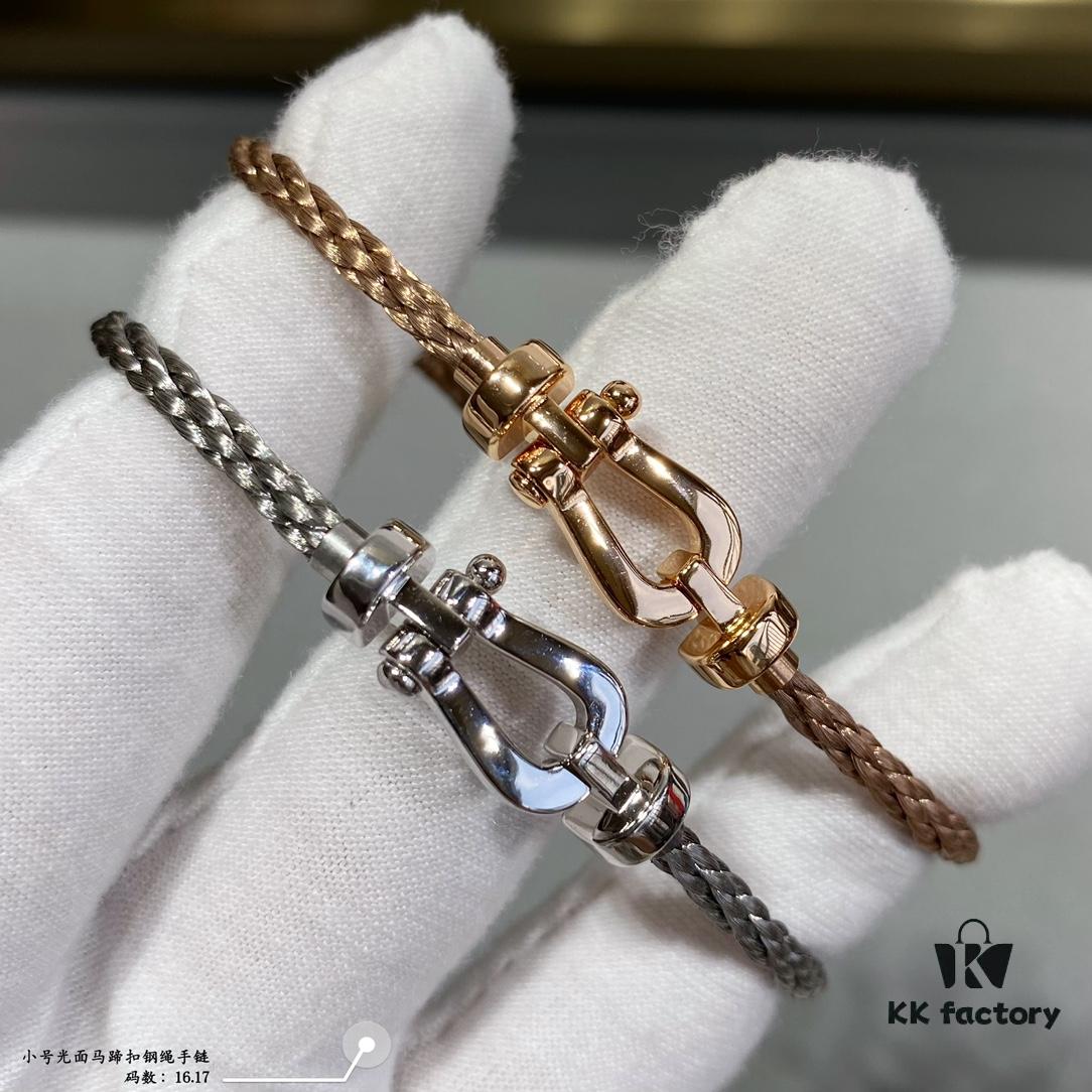 Fred Small Smooth Horseshoe Knot Steel Rope Bracelet - Luxury Fashion Exquisite Design, High-End Customized 18K Gold Plated Thickened Craftsmanship