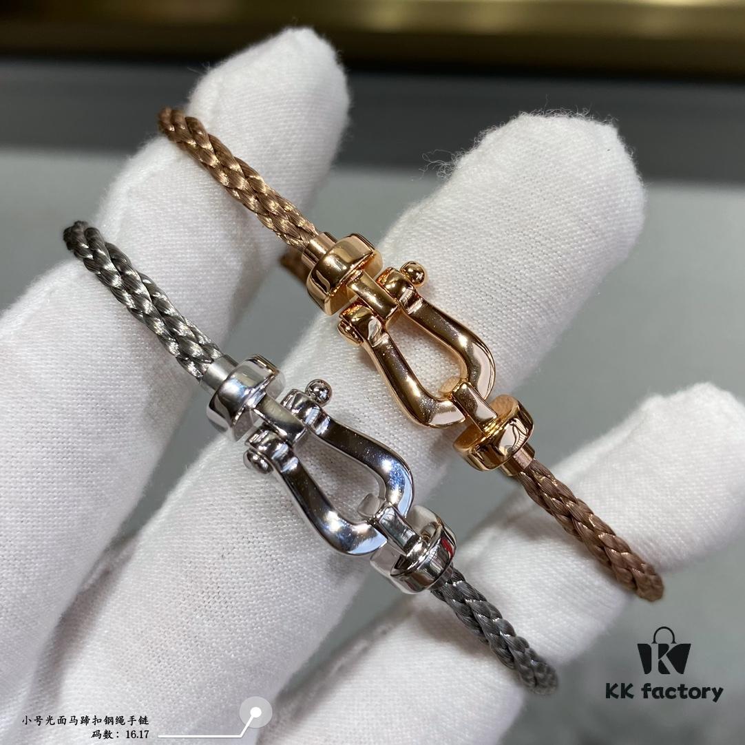 Fred Small Smooth Horseshoe Knot Steel Rope Bracelet - Luxury Fashion Exquisite Design, High-End Customized 18K Gold Plated Thickened Craftsmanship