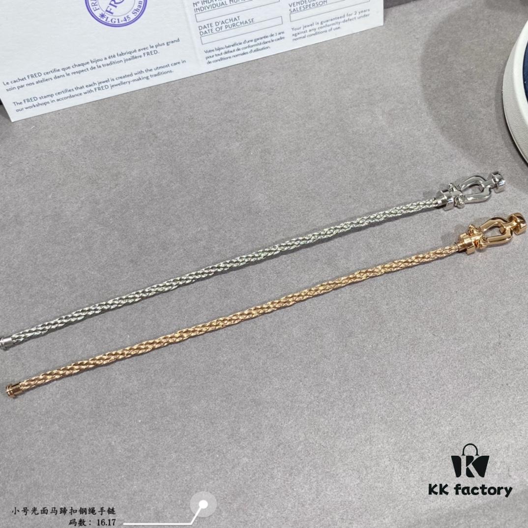 Fred Small Smooth Horseshoe Knot Steel Rope Bracelet - Luxury Fashion Exquisite Design, High-End Customized 18K Gold Plated Thickened Craftsmanship