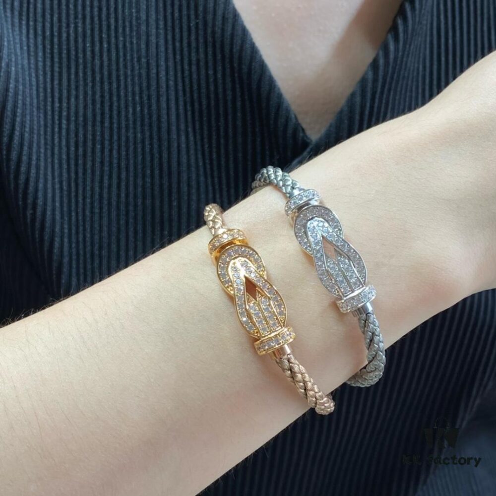 Fred Large Full Diamond Infinity Clasp Steel Rope Bracelet – Luxury Fashion Exquisite High-End Custom Design, Thickened 18K Gold Plated Craftsmanship, Precision Micro-Pave, Must-Have Item for Influencers and Style Seekers
