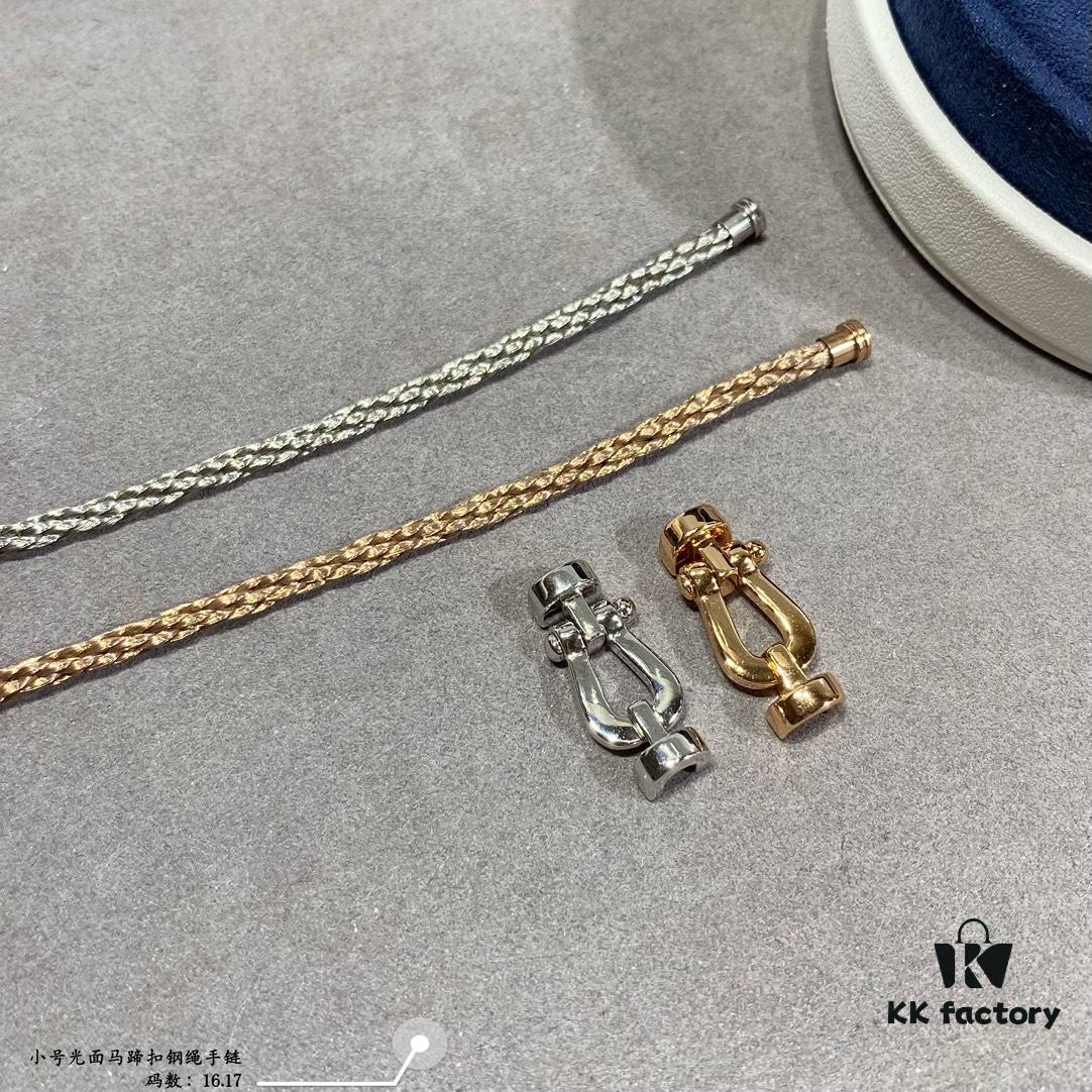 Fred Small Smooth Horseshoe Knot Steel Rope Bracelet - Luxury Fashion Exquisite Design, High-End Customized 18K Gold Plated Thickened Craftsmanship