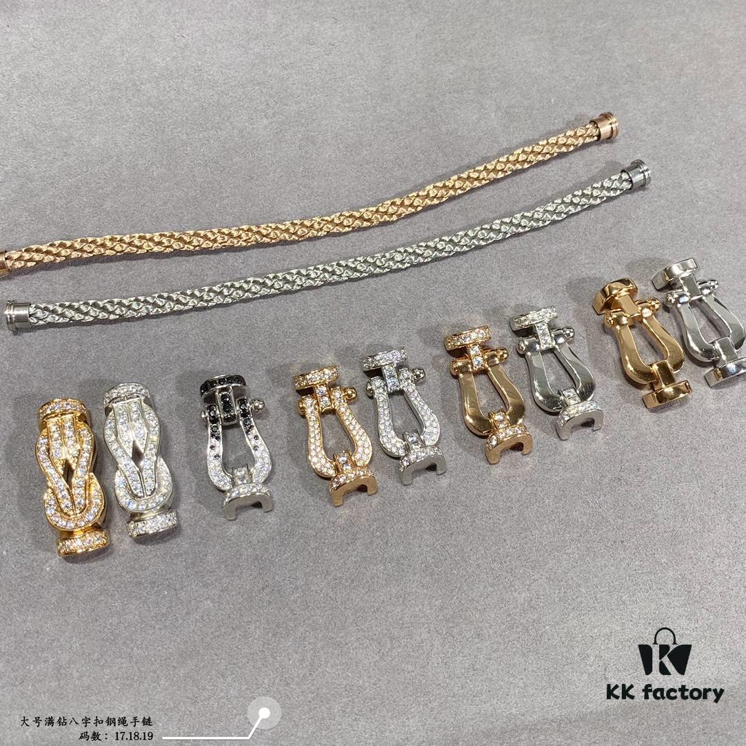 Fred Large Full Diamond Infinity Clasp Steel Rope Bracelet – Luxury Fashion Exquisite High-End Custom Design, Thickened 18K Gold Plated Craftsmanship, Precision Micro-Pave, Must-Have Item for Influencers and Style Seekers