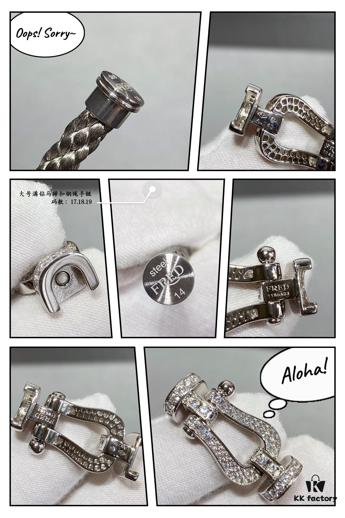 Fred Large Full Diamond Horsehoof Buckle Steel Rope Bracelet - Luxury Fashion Exquisite High-End Custom Design, Thickened 18K Gold Plated Craftsmanship, Precision Micro-Pave, Must-Have Item for Influencers and Style Enthusiasts