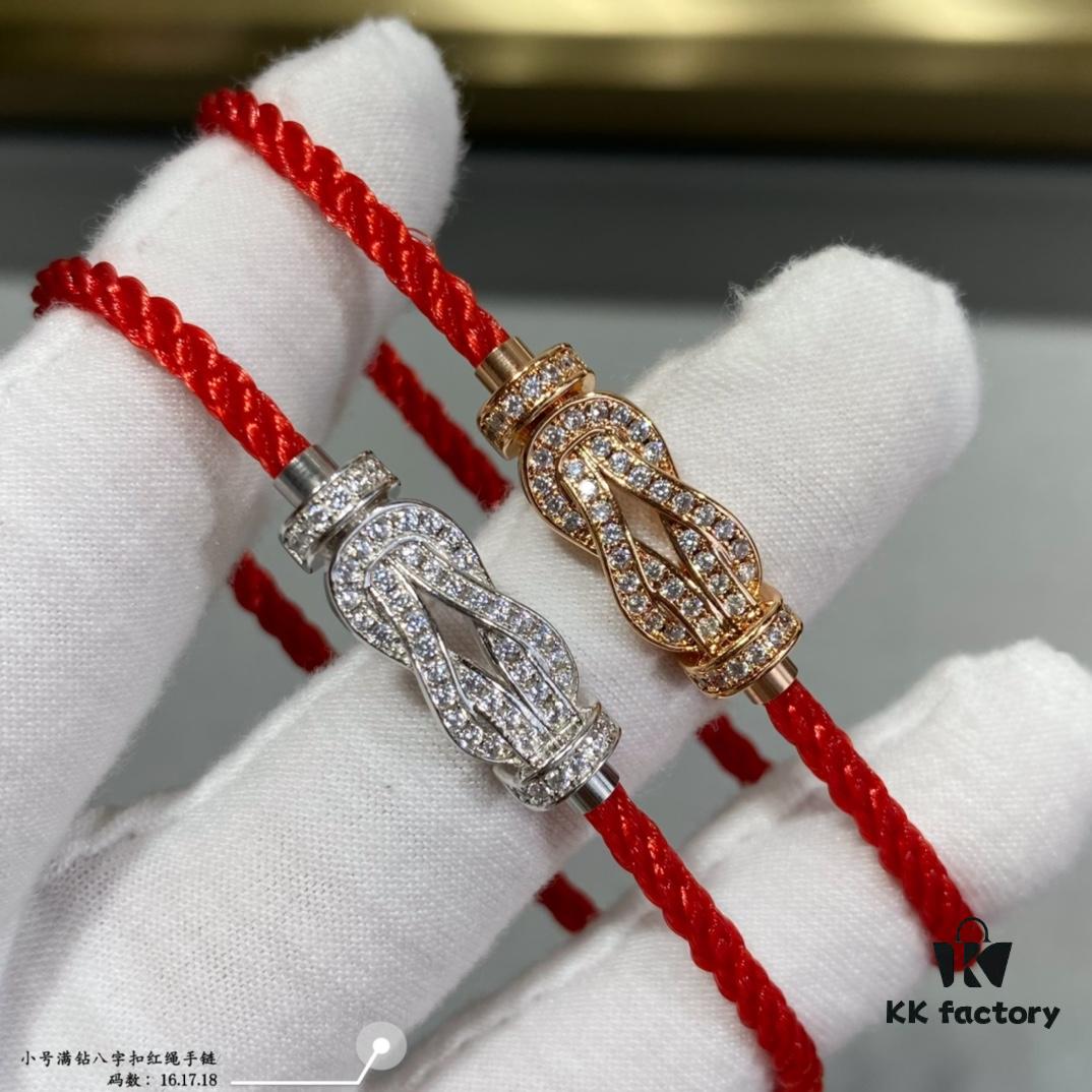 Fred Small Full Diamond Infinity Knot Red String Bracelet, Luxury 18K Gold Plated, Precision Micro-Inlay, Fashionable and Elegant Design