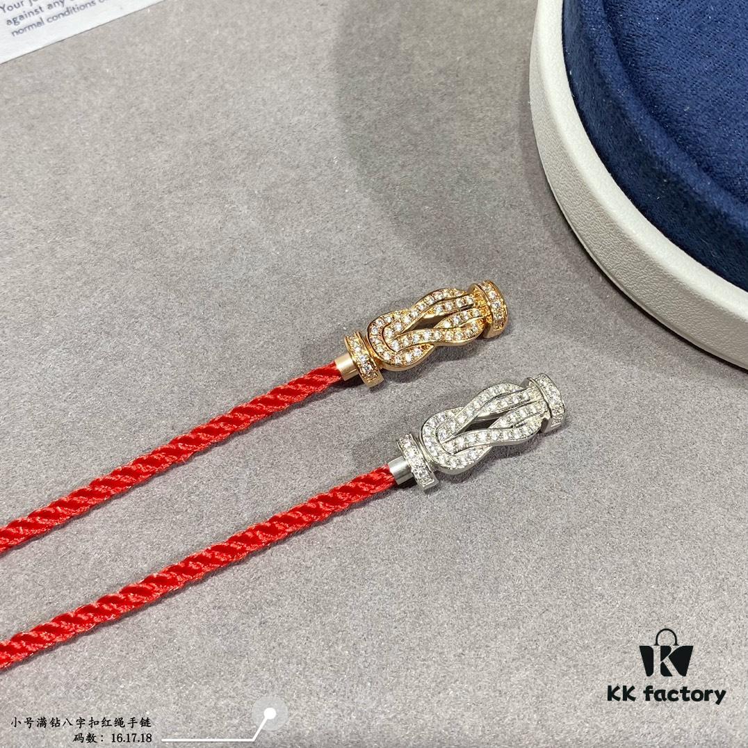 Fred Small Full Diamond Infinity Knot Red String Bracelet, Luxury 18K Gold Plated, Precision Micro-Inlay, Fashionable and Elegant Design