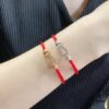 FRED Small Full Diamond Horsehoof Knot Red String Bracelet - Luxury Fashion Elegant Design, High-End Custom Jewelry with Thick 18K Gold Plated Electroplating and Precision Micro-Inlay, Must-Have Accessory for Trendsetters and Influencers