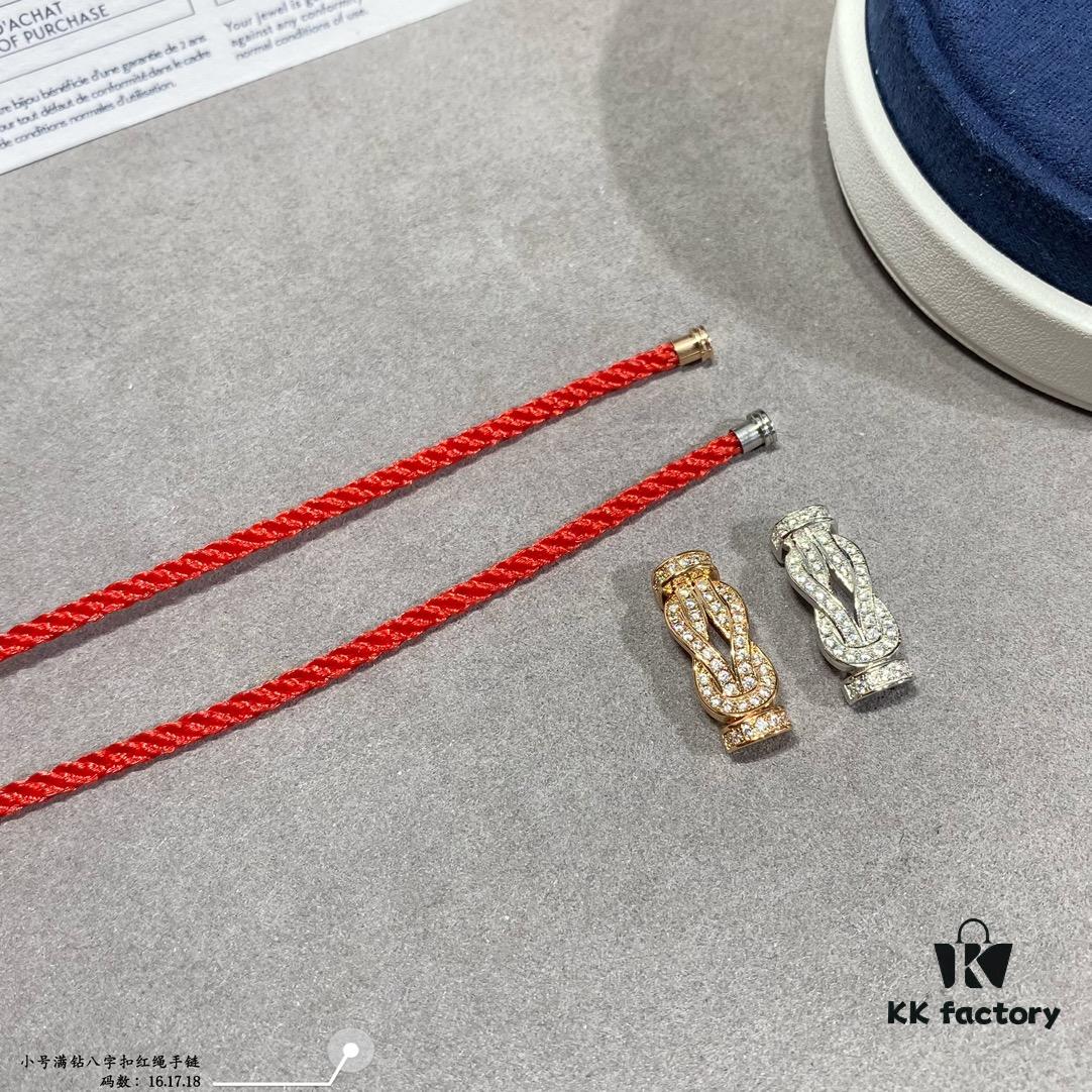 Fred Small Full Diamond Infinity Knot Red String Bracelet, Luxury 18K Gold Plated, Precision Micro-Inlay, Fashionable and Elegant Design