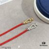 FRED Small Full Diamond Horsehoof Knot Red String Bracelet - Luxury Fashion Elegant Design, High-End Custom Jewelry with Thick 18K Gold Plated Electroplating and Precision Micro-Inlay, Must-Have Accessory for Trendsetters and Influencers