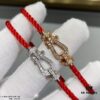 FRED Small Full Diamond Horsehoof Knot Red String Bracelet - Luxury Fashion Elegant Design, High-End Custom Jewelry with Thick 18K Gold Plated Electroplating and Precision Micro-Inlay, Must-Have Accessory for Trendsetters and Influencers