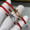 Fred Small Smooth Horsehoof Knot Red String Bracelet, Luxury Fashion Exquisite High-End Custom Jewelry, Thickened 18K Gold Plated Electroplating Craft, Fine Micro-Inlaid Design, Must-Have Accessory for Influencers and Trendsetters