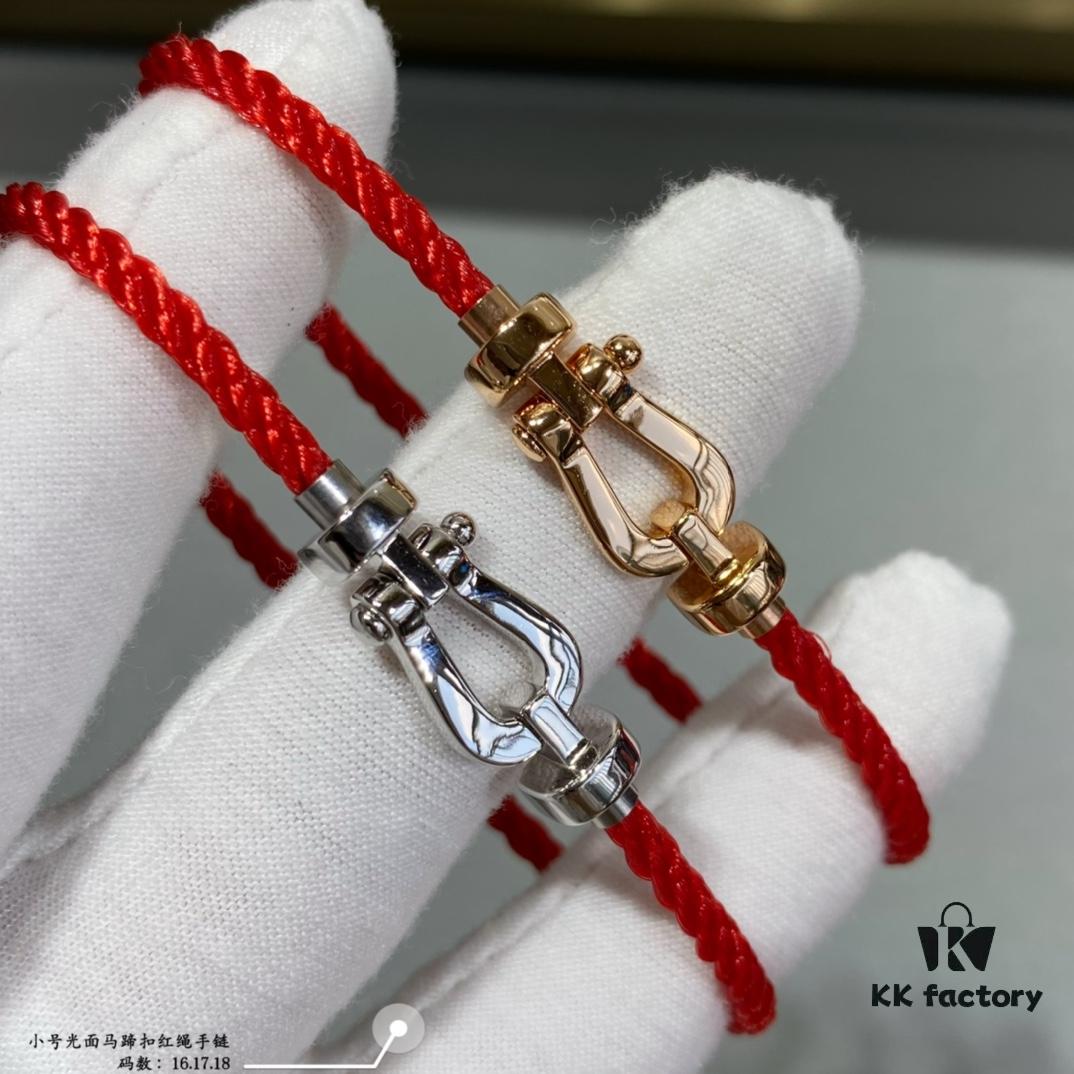 Fred Small Smooth Horsehoof Knot Red String Bracelet, Luxury Fashion Exquisite High-End Custom Jewelry, Thickened 18K Gold Plated Electroplating Craft, Fine Micro-Inlaid Design, Must-Have Accessory for Influencers and Trendsetters