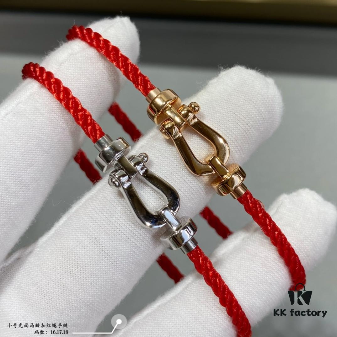 Fred Small Smooth Horsehoof Knot Red String Bracelet, Luxury Fashion Exquisite High-End Custom Jewelry, Thickened 18K Gold Plated Electroplating Craft, Fine Micro-Inlaid Design, Must-Have Accessory for Influencers and Trendsetters