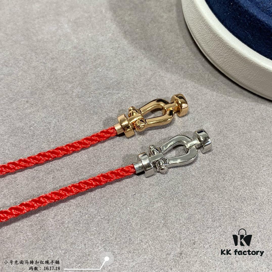 Fred Small Smooth Horsehoof Knot Red String Bracelet, Luxury Fashion Exquisite High-End Custom Jewelry, Thickened 18K Gold Plated Electroplating Craft, Fine Micro-Inlaid Design, Must-Have Accessory for Influencers and Trendsetters