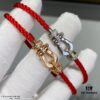 Fred Small Half-Drilled Horseshoe Knot Red String Bracelet - High-End Custom Fashion Luxury Item, Thickened 18K Gold Plated Craftsmanship with Precision Micro-Inlay, Must-Have Accessory for Trendsetters and Influencers, Platinum Finish