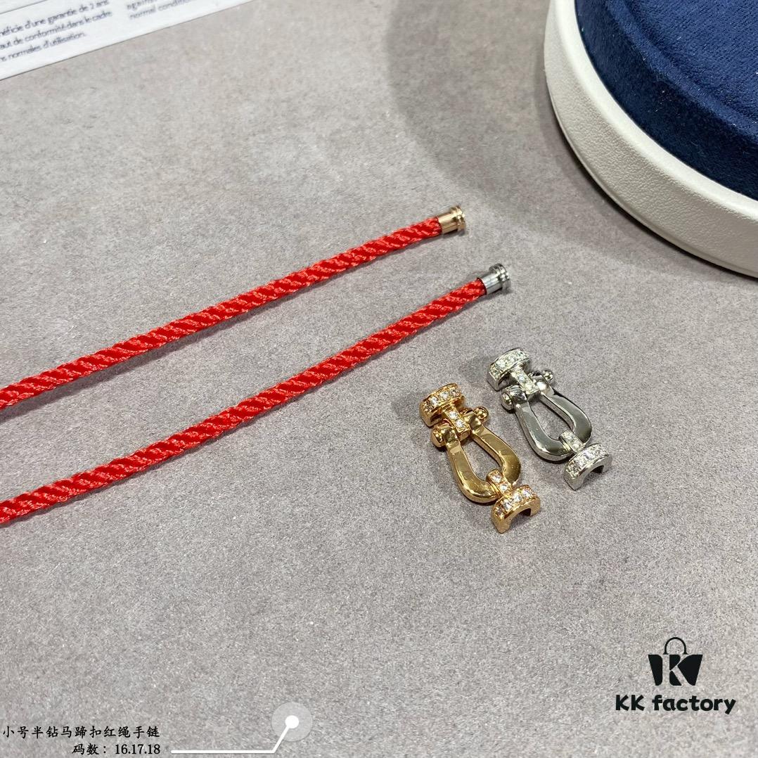 Fred Small Half-Drilled Horseshoe Knot Red String Bracelet - High-End Custom Fashion Luxury Item, Thickened 18K Gold Plated Craftsmanship with Precision Micro-Inlay, Must-Have Accessory for Trendsetters and Influencers, Platinum Finish