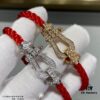 Fred Large Full Diamond Horseshoe Red String Bracelet – Luxury Fashion Elegant Design, High-End Customized Thickened 18K Gold Plated Craftsmanship, Precision Micro-Pave, Must-Have Accessory for Influencers and Style Enthusiasts, Platinum and Rose Gold Options