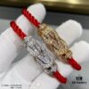 Fred Large Full Diamond Cross Knot Red String Bracelet, High-End Customized Fashion Jewelry, Thickened 18K Gold Plated Craftsmanship, Micro-Pave Workmanship, Must-Have for Trendsetters