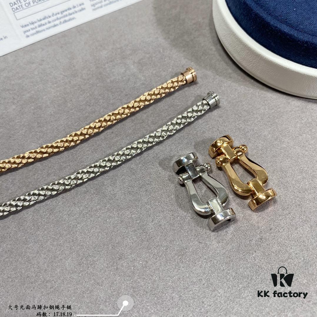 Freder Large Smooth Horseshoe Buckle Steel Rope Bracelet – High-End Custom Fashion Statement, Thickened 18K Gold Plated Craftsmanship, Precision Micro-Set Design, Must-Have Accessory for Influencers and Style Enthusiasts