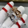 Fred Large Semi-Paved Horsehoof Knot Red String Bracelet - Luxury Fashion Exquisite Design, High-End Customized Thickened 18K Gold Plated Craftsmanship, Micro-Inlaid Workmanship, Must-Have Item for Influencers and Fashion Enthusiasts, Platinum