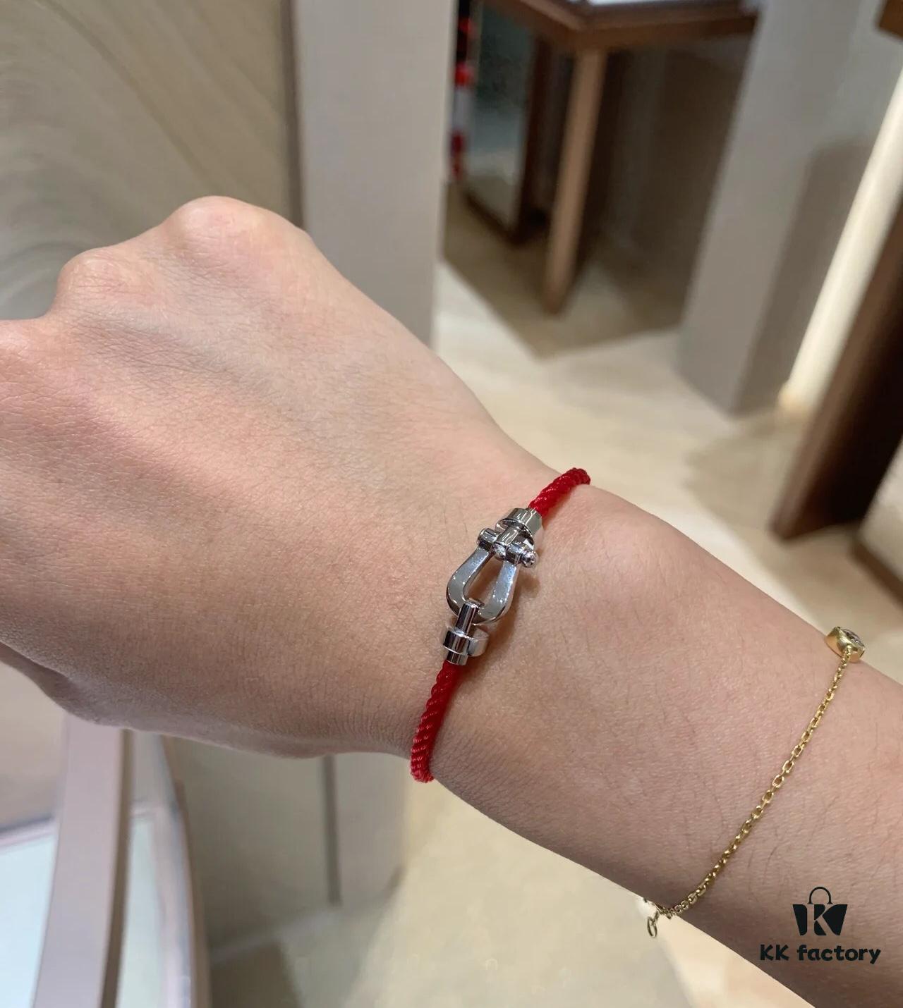 Fred - Red Horsehoof Knot Bracelet Wearing Reference