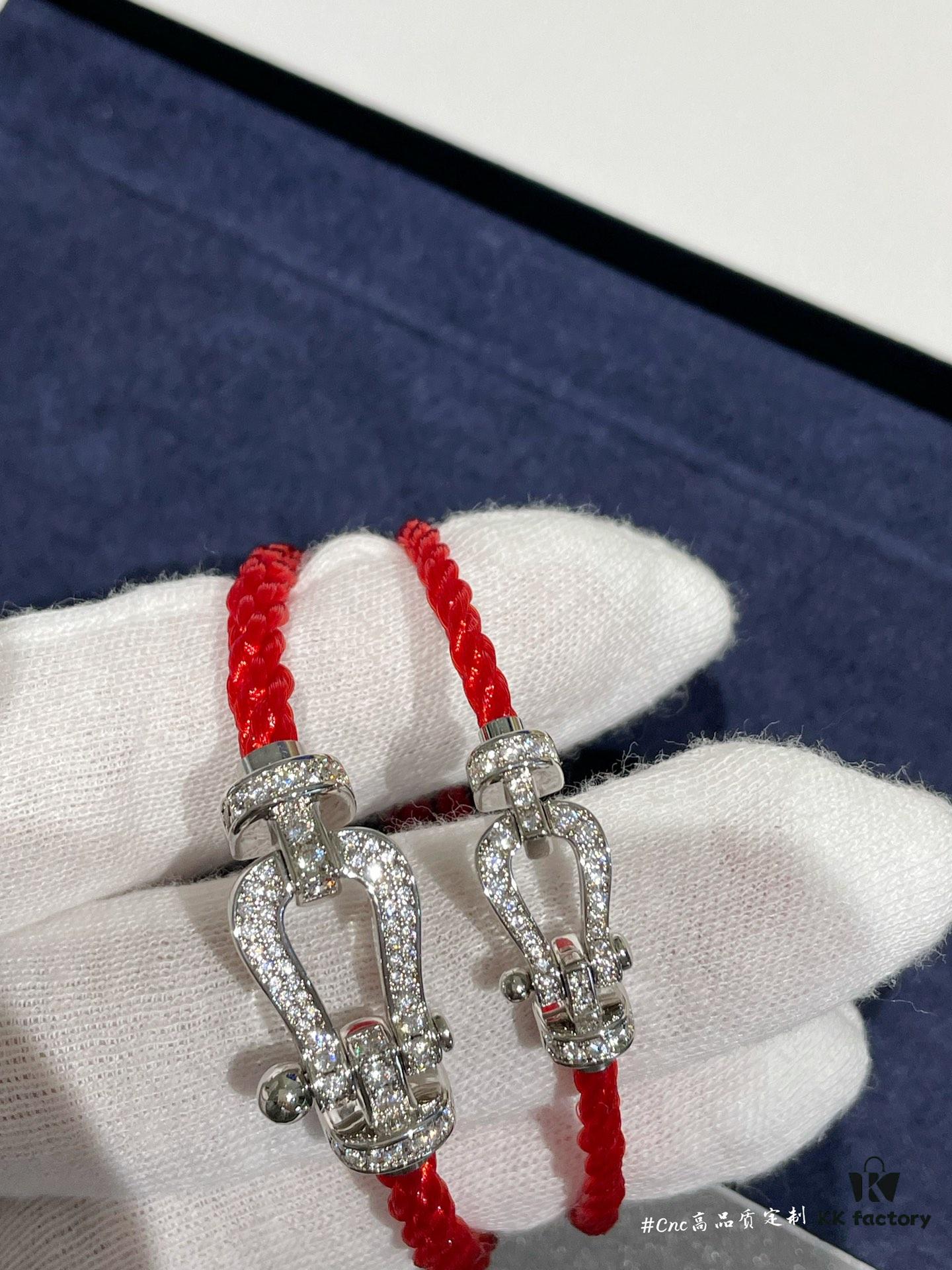 FRE*D Full Diamond Horsehoof Knot Red Bracelet, CNC Precision Carved, Experience the Quality from Our Real Photos