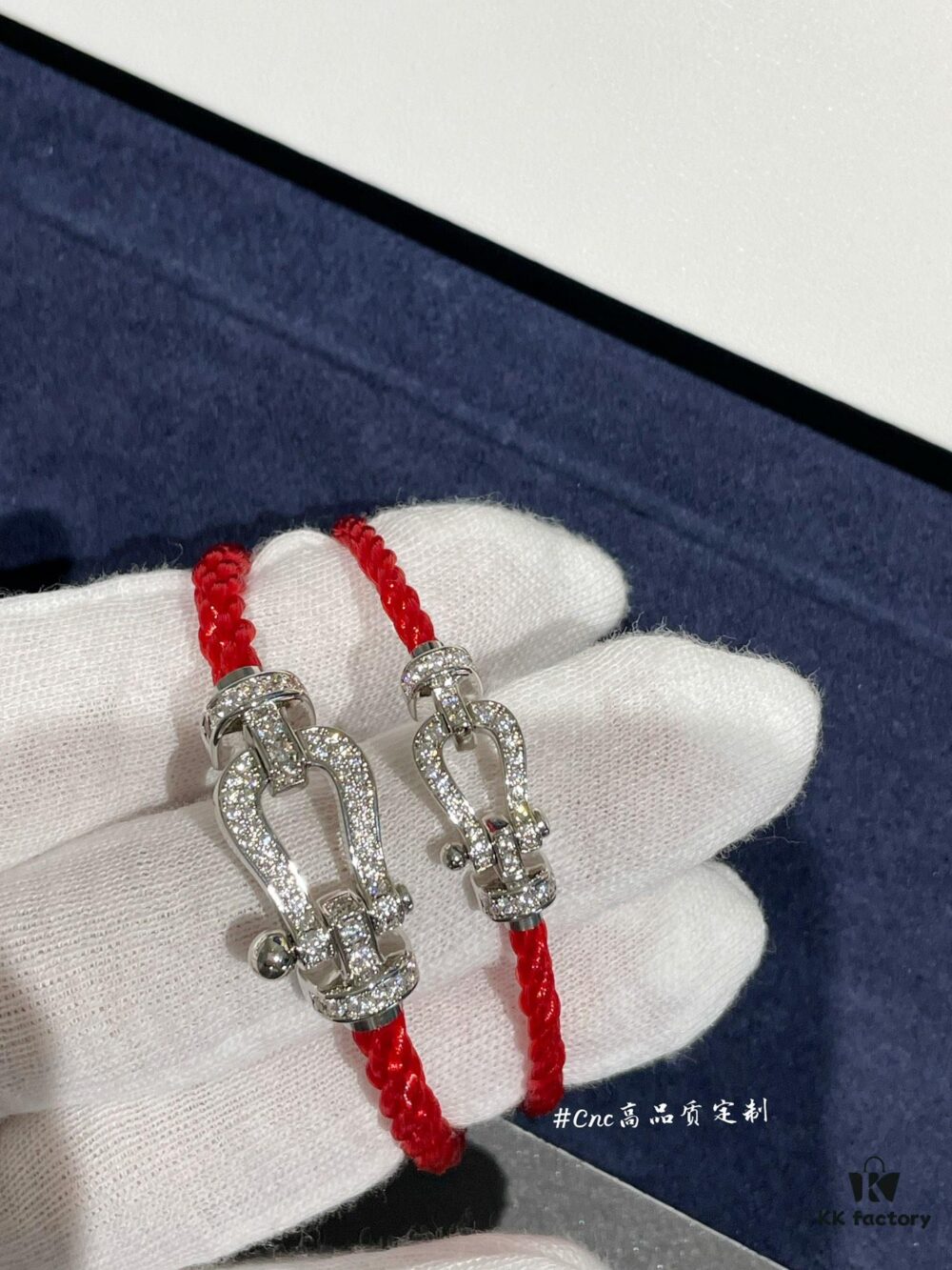 FRE*D Full Diamond Horsehoof Knot Red Bracelet, CNC Precision Carved, Experience the Quality from Our Real Photos