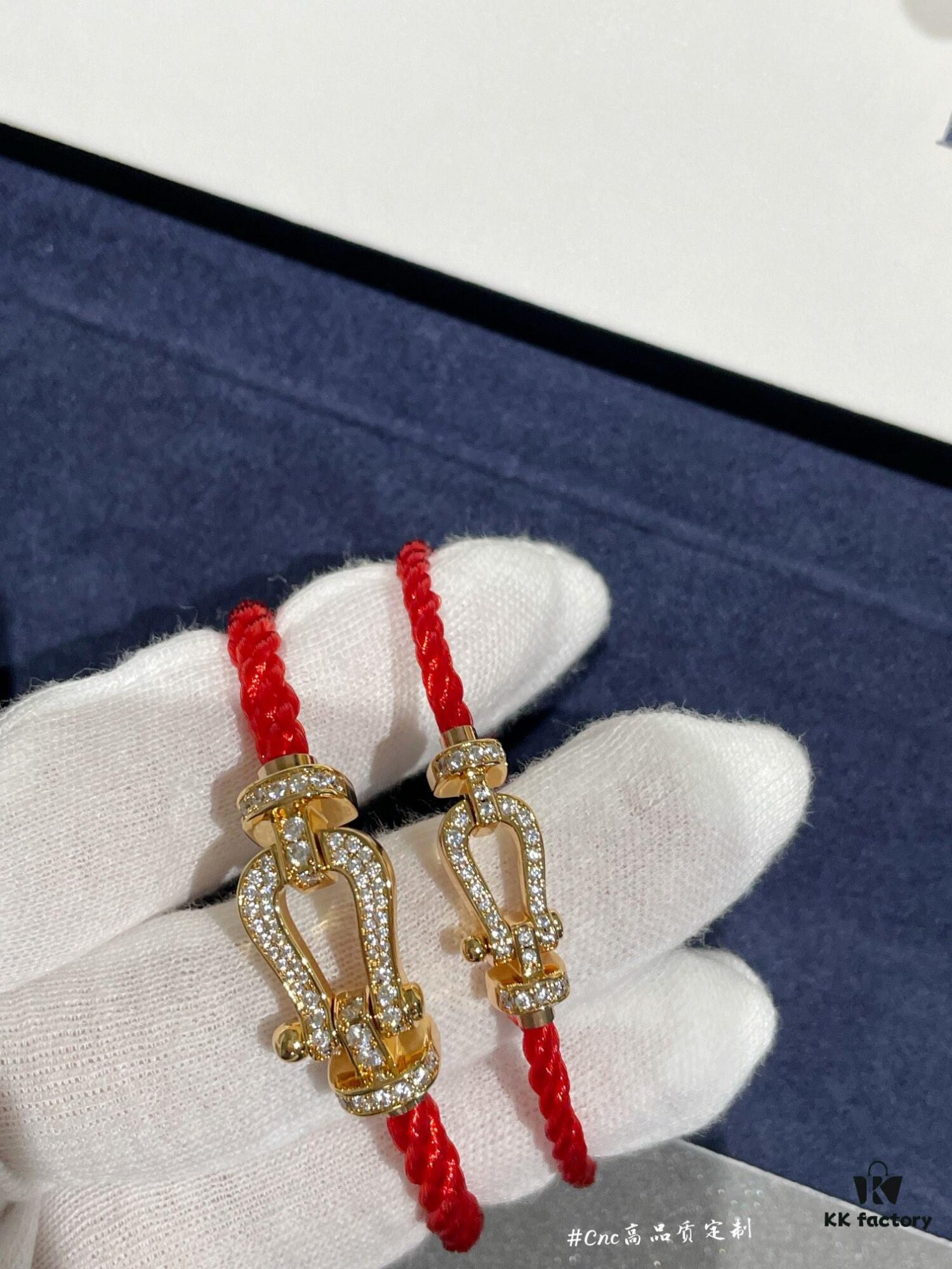 FRE*D Full Diamond Horsehoof Knot Red Bracelet, CNC Precision Carved, Experience the Quality from Our Real Photos