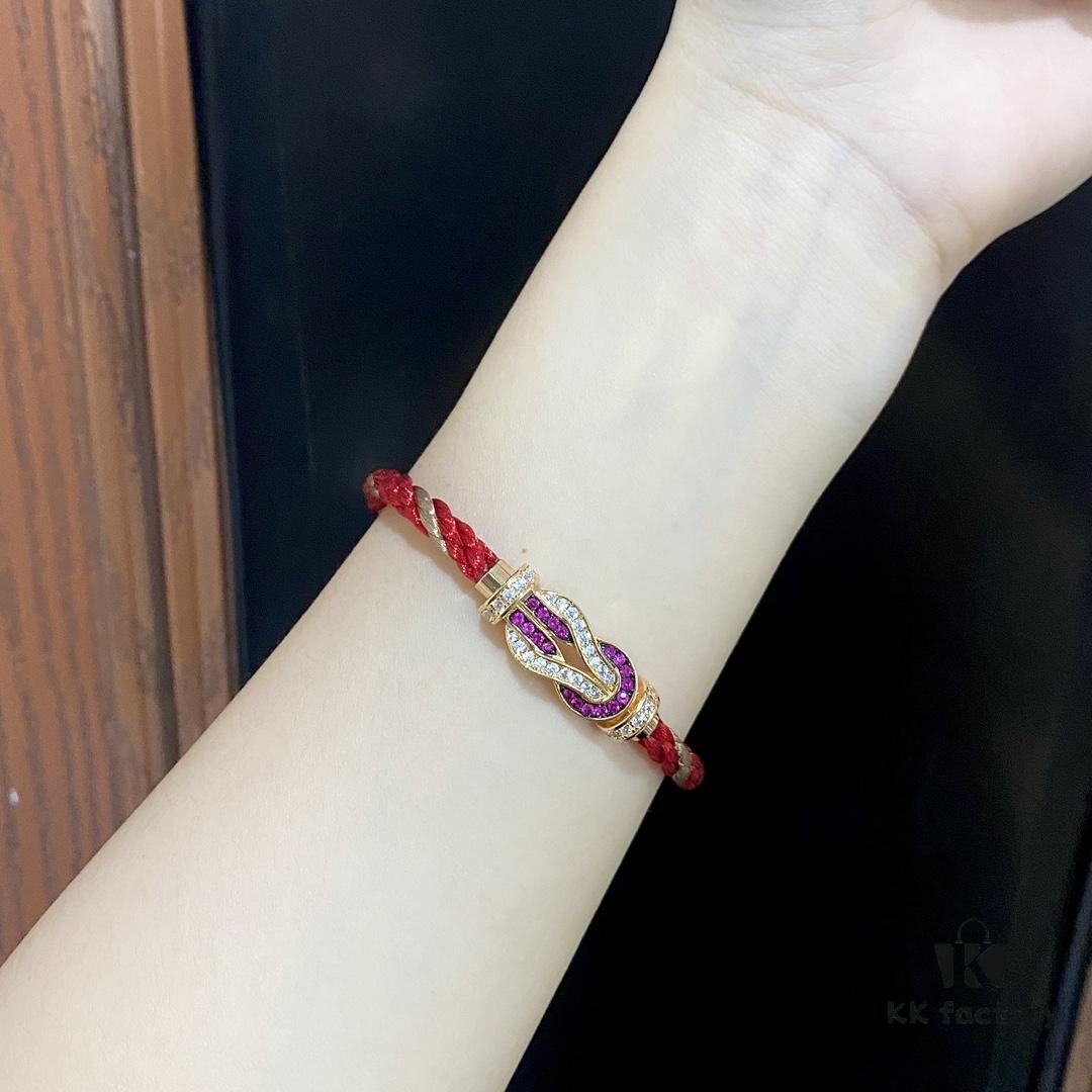 Zhang Tian'ai Same-style FRED Féder Chance Infinie Large 18K Rose Gold Ruby Diamond Bracelet