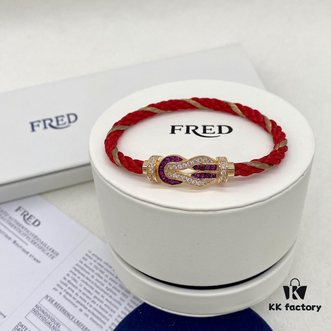 Zhang Tian'ai Same-style FRED Féder Chance Infinie Large 18K Rose Gold Ruby Diamond Bracelet