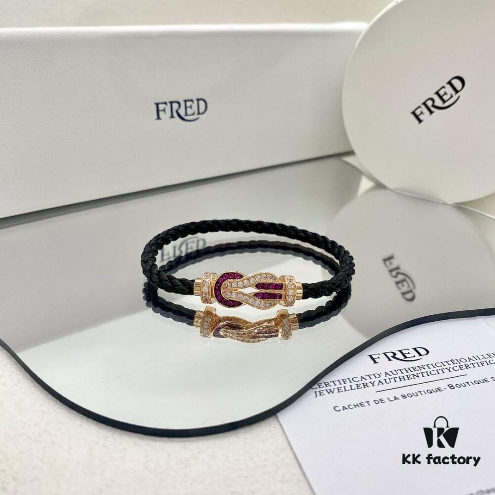 Same FRED Chance Infinie Large 18K Rose Gold Ruby Diamond Bracelet as Worn by Zhang Tian'ai