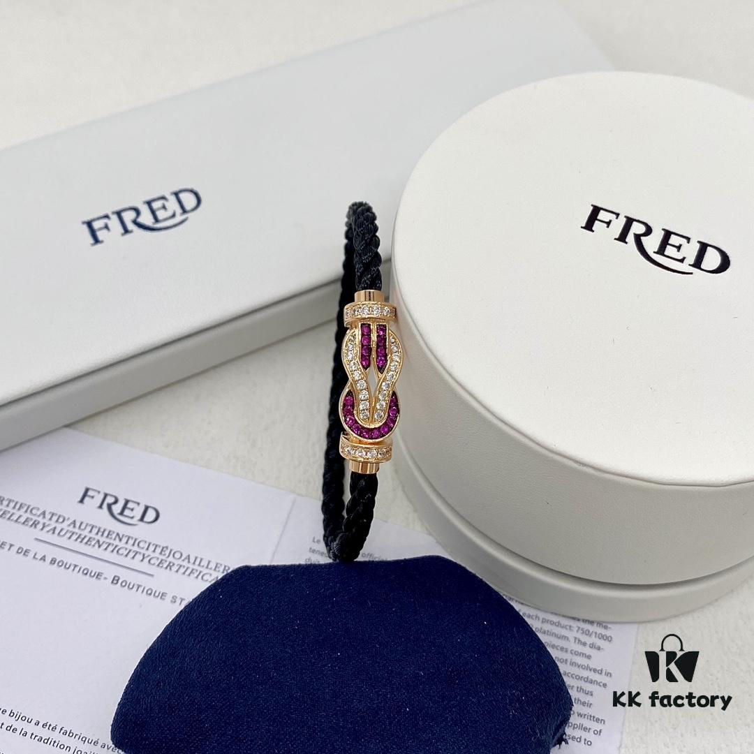 Same FRED Chance Infinie Large 18K Rose Gold Ruby Diamond Bracelet as Worn by Zhang Tian'ai