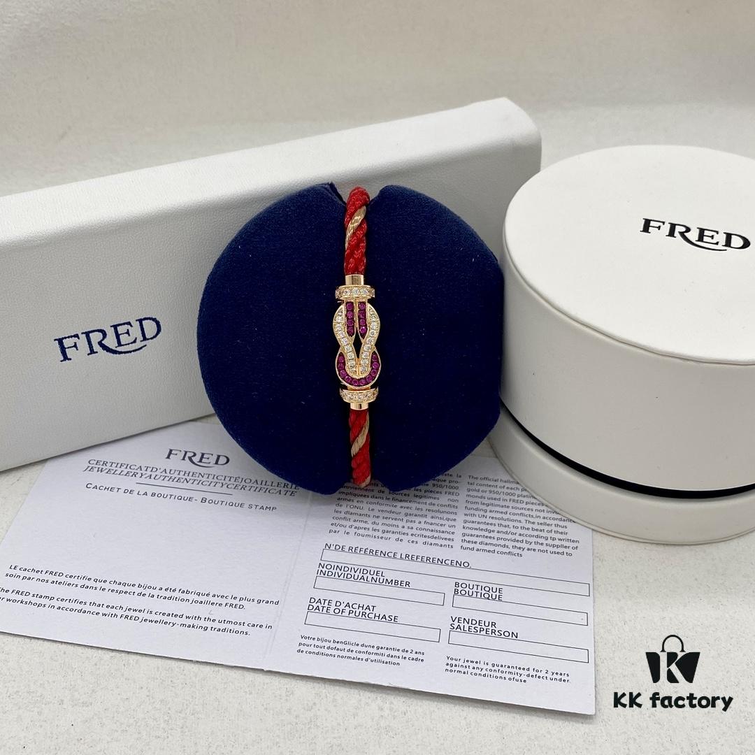Zhang Tian'ai Same-style FRED Féder Chance Infinie Large 18K Rose Gold Ruby Diamond Bracelet