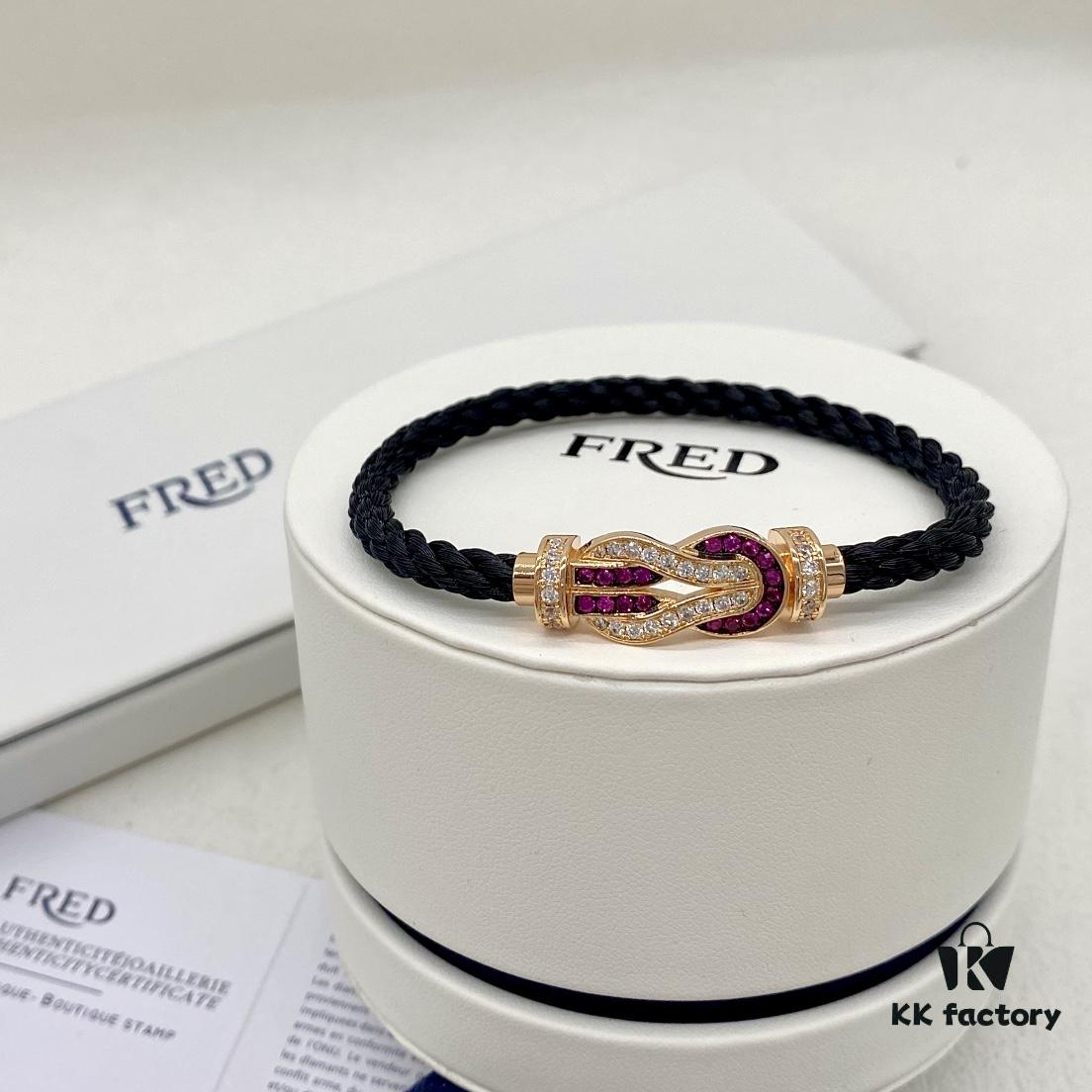 Same FRED Chance Infinie Large 18K Rose Gold Ruby Diamond Bracelet as Worn by Zhang Tian'ai