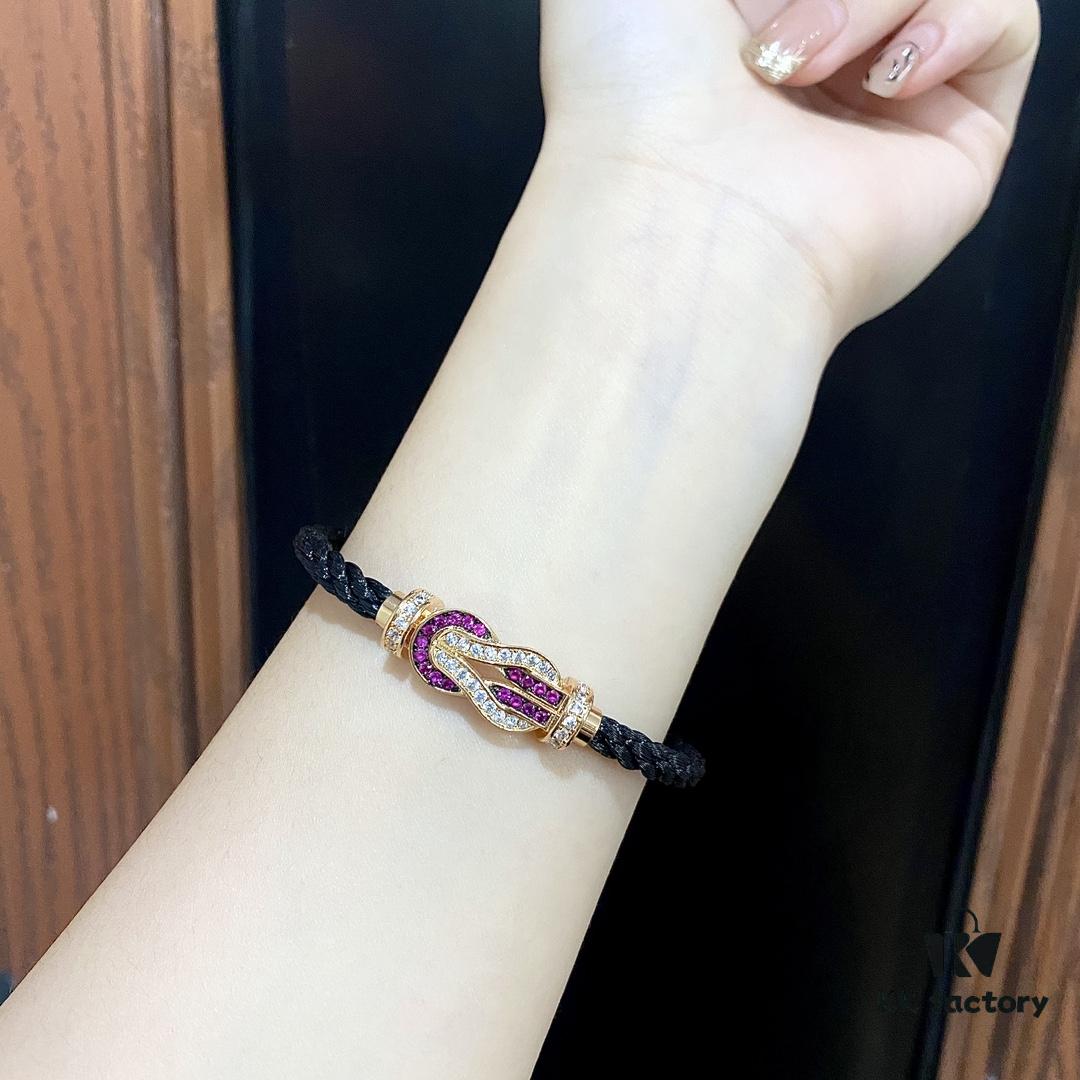 Same FRED Chance Infinie Large 18K Rose Gold Ruby Diamond Bracelet as Worn by Zhang Tian'ai