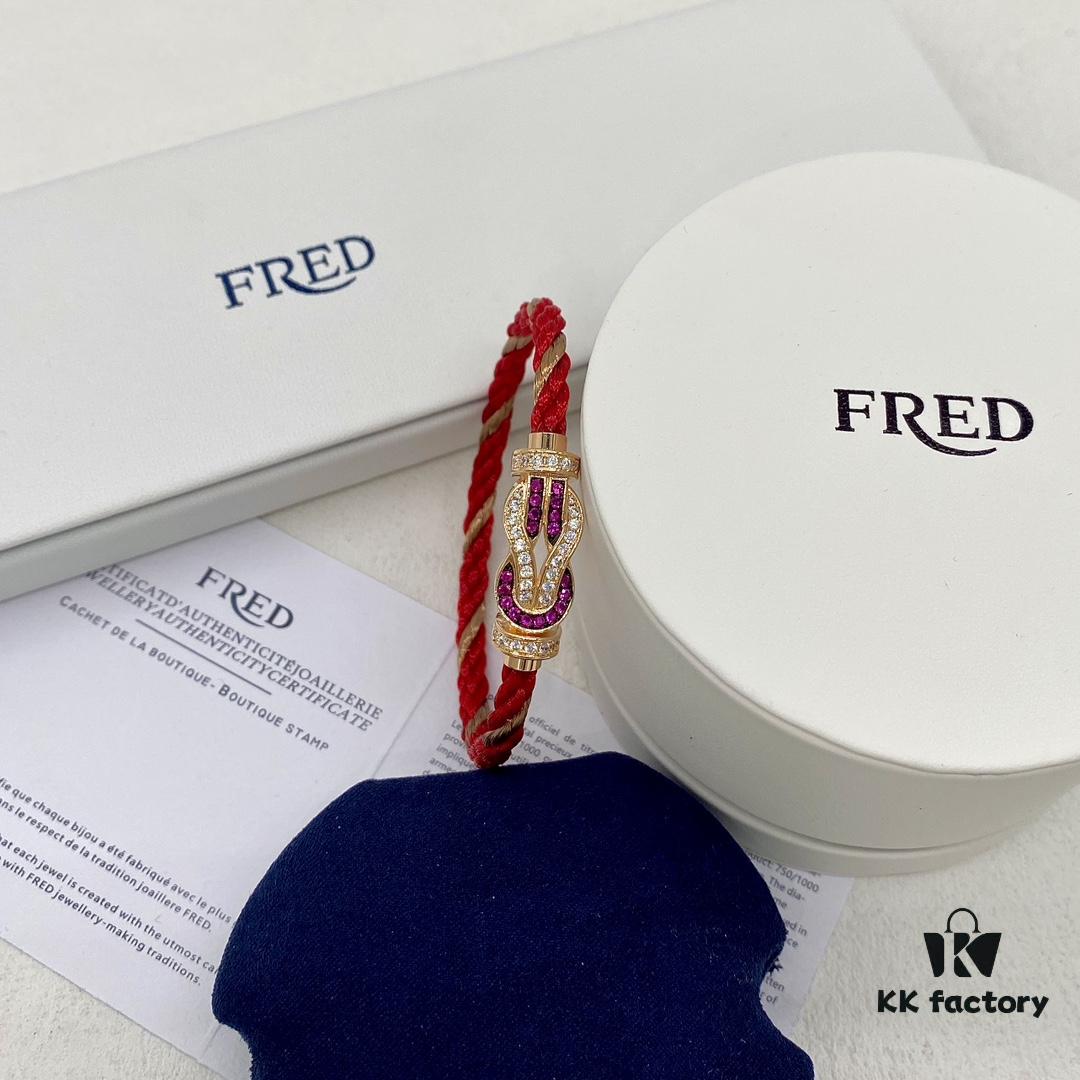 Zhang Tian'ai Same-style FRED Féder Chance Infinie Large 18K Rose Gold Ruby Diamond Bracelet