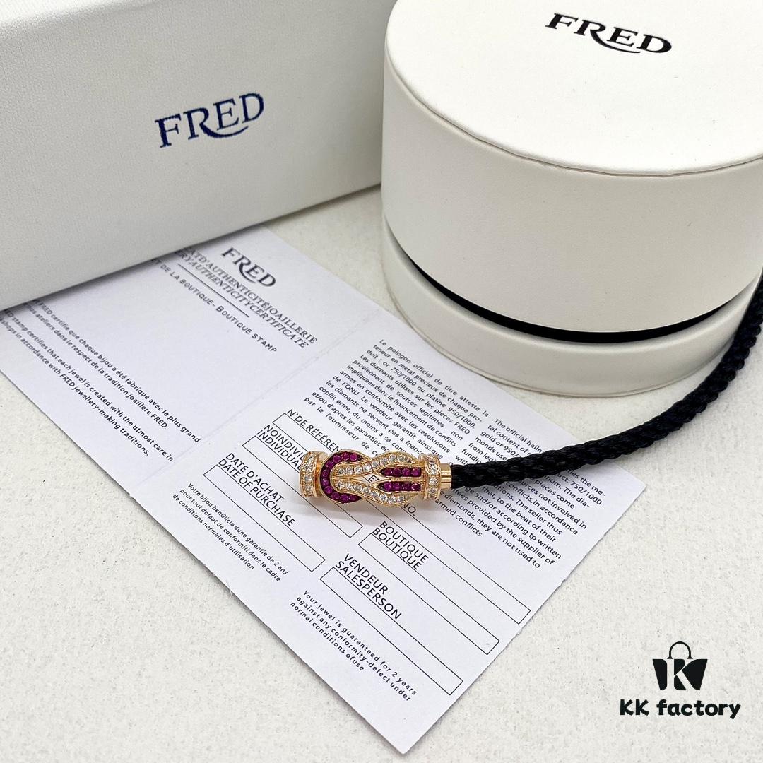 Same FRED Chance Infinie Large 18K Rose Gold Ruby Diamond Bracelet as Worn by Zhang Tian'ai