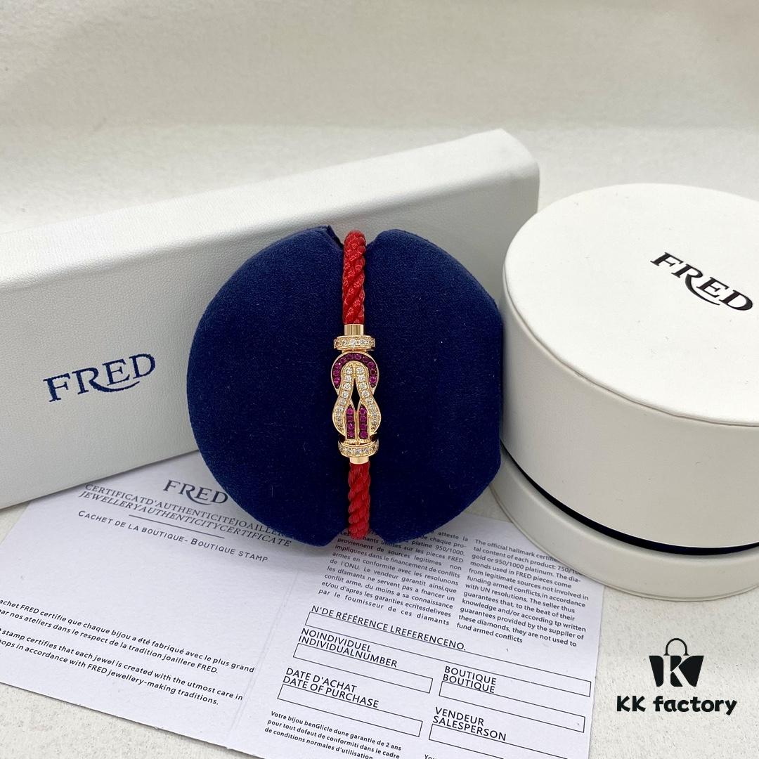 Zhang Tian'ai Same-style FRED FRED Force Infinie Large 18K Rose Gold Ruby Diamond Bracelet