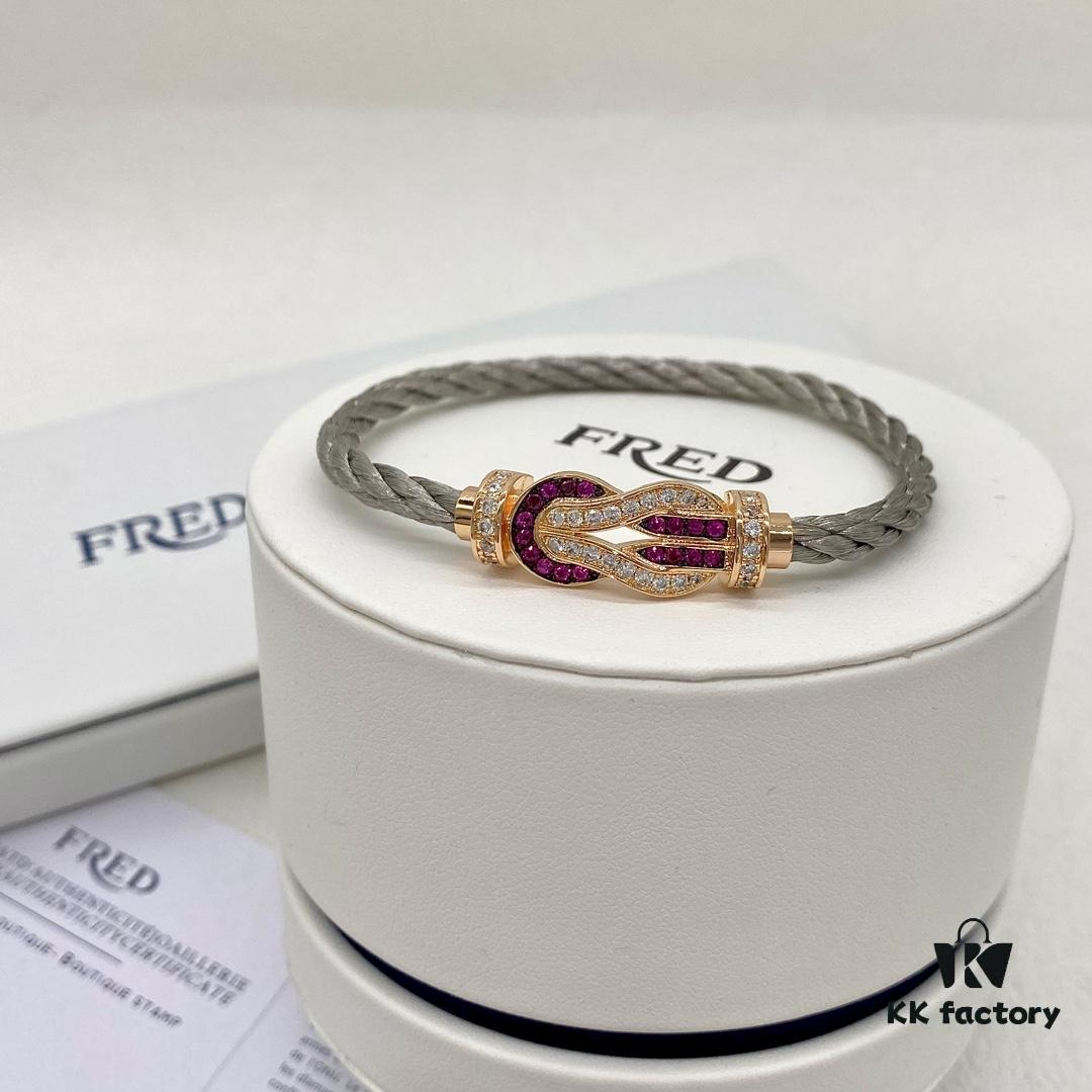 Zhang Tian'ai Same Style FRED Féder Chance Infinie Large 18K Rose Gold Ruby Diamond Bracelet