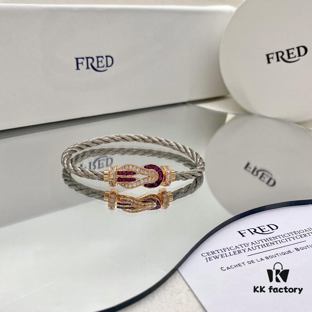 Zhang Tian'ai Same Style FRED Féder Chance Infinie Large 18K Rose Gold Ruby Diamond Bracelet
