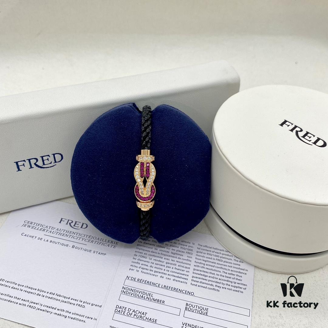 Same FRED Chance Infinie Large 18K Rose Gold Ruby Diamond Bracelet as Worn by Zhang Tian'ai