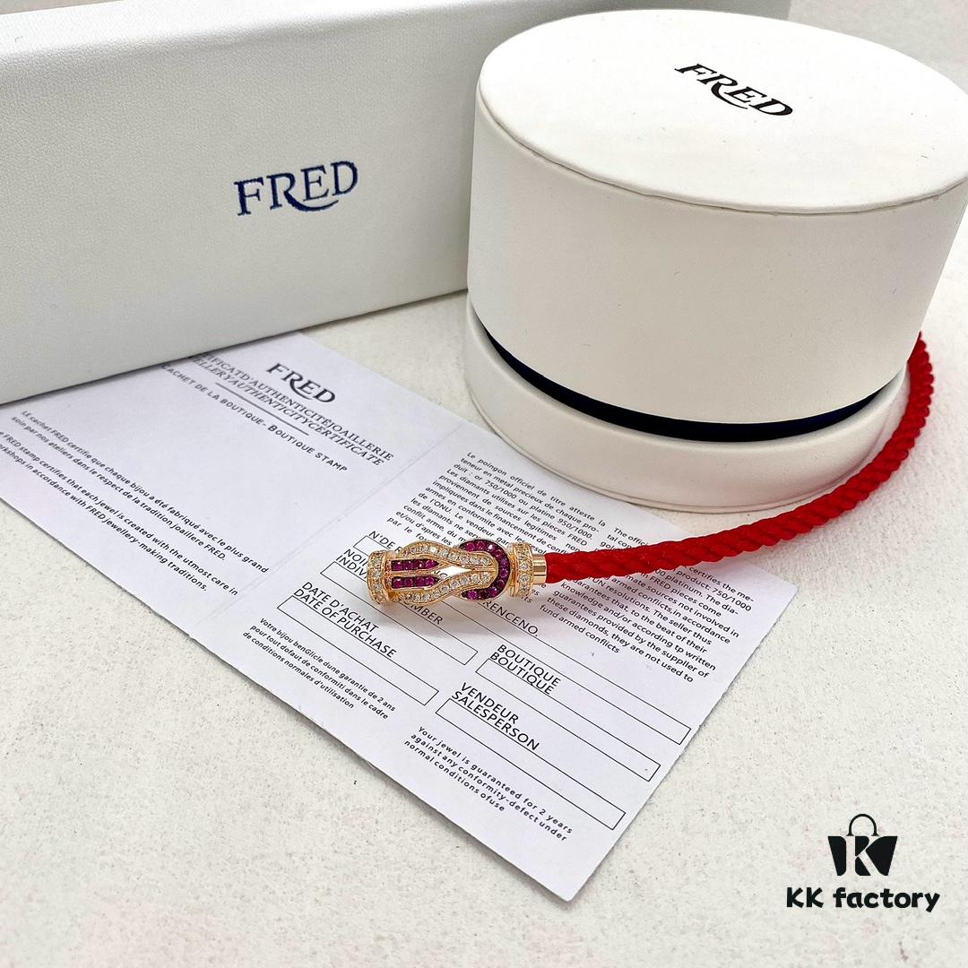 Zhang Tian'ai Same-style FRED FRED Force Infinie Large 18K Rose Gold Ruby Diamond Bracelet