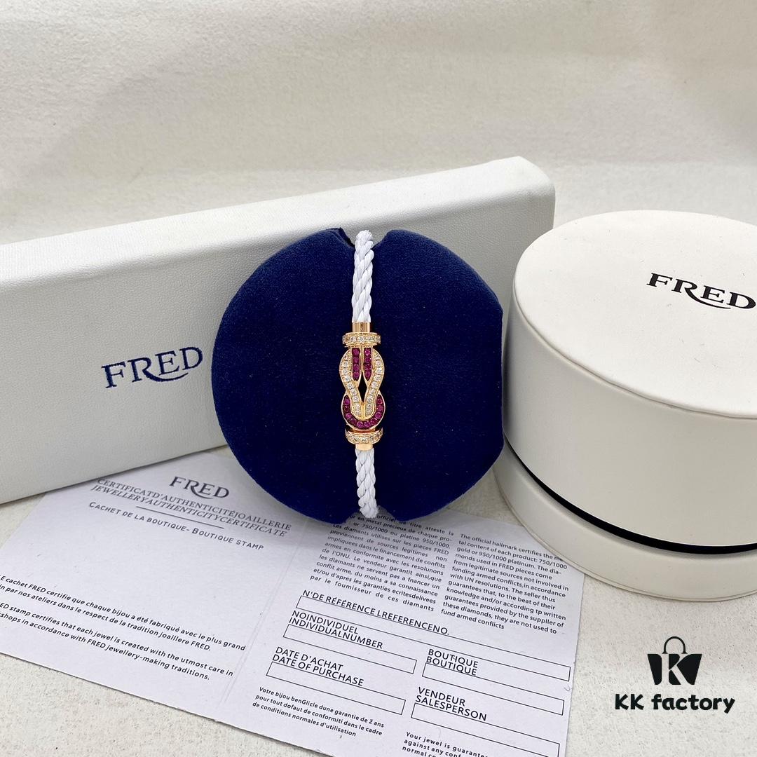 Same FRED Fred Joins Chance Infinie Series Large 18K Rose Gold Ruby Diamond Bracelet as Worn by Zhang Tian'ai