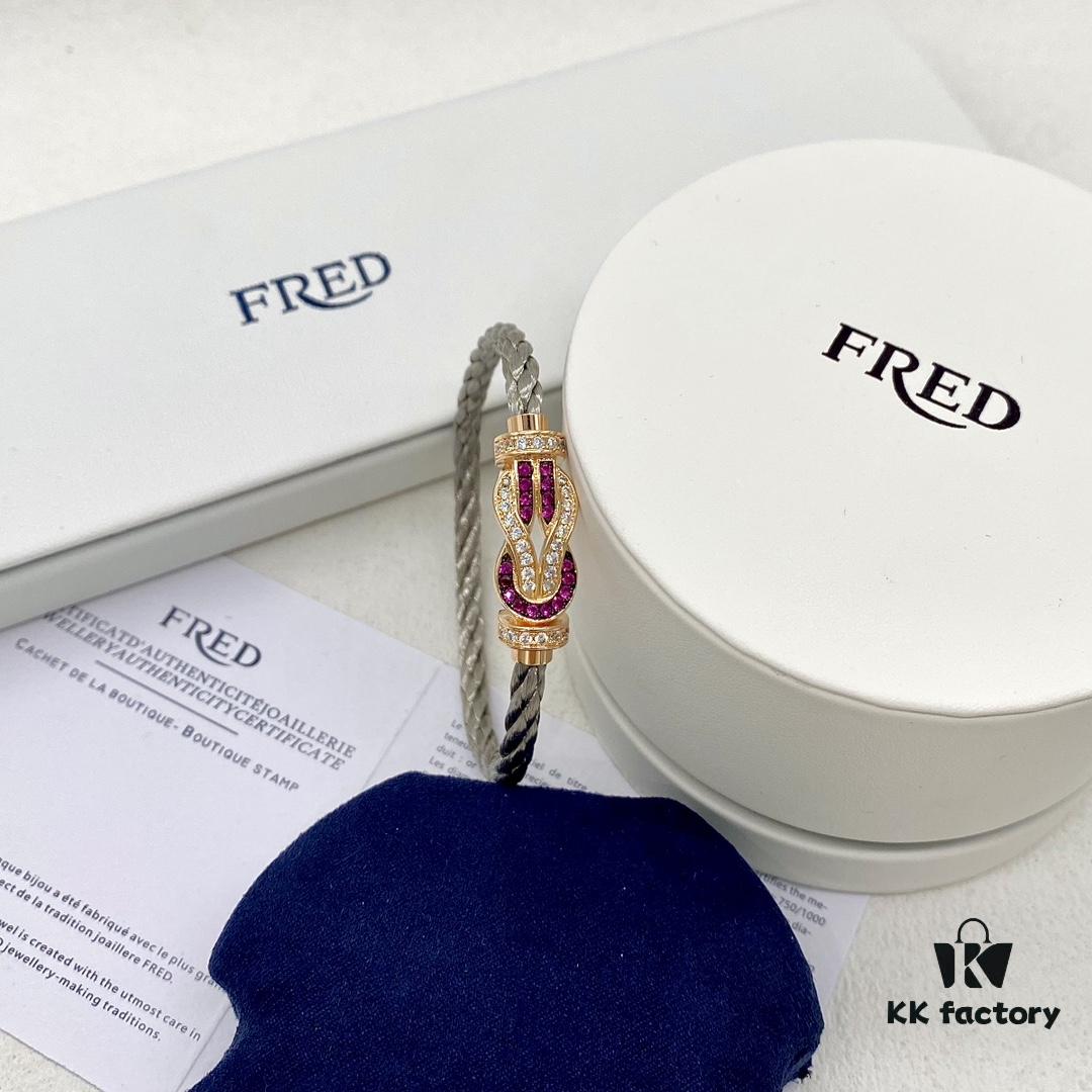 Zhang Tian'ai Same Style FRED Féder Chance Infinie Large 18K Rose Gold Ruby Diamond Bracelet