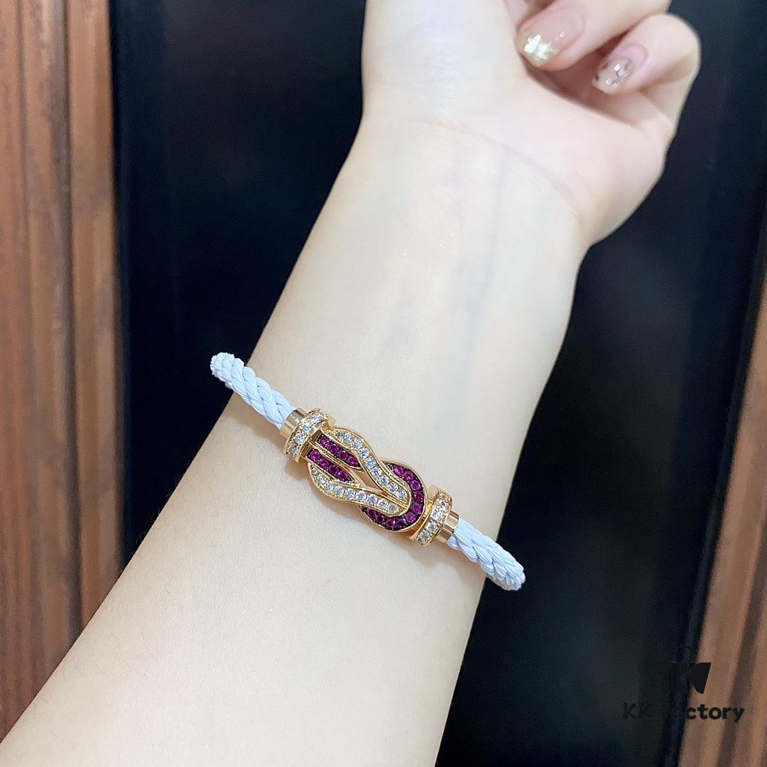 Same FRED Fred Joins Chance Infinie Series Large 18K Rose Gold Ruby Diamond Bracelet as Worn by Zhang Tian'ai