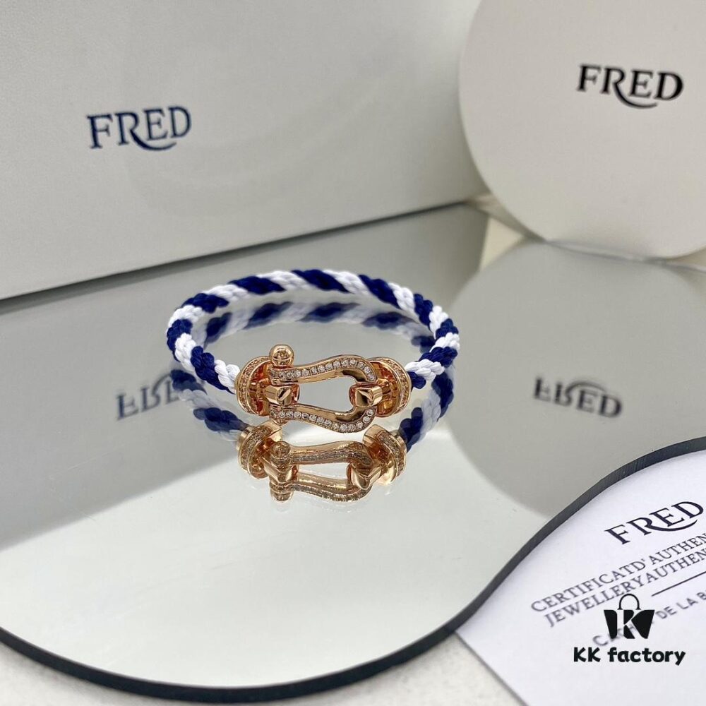 FRED FRED Force 10 Large Half-Pave Diamond Bracelet