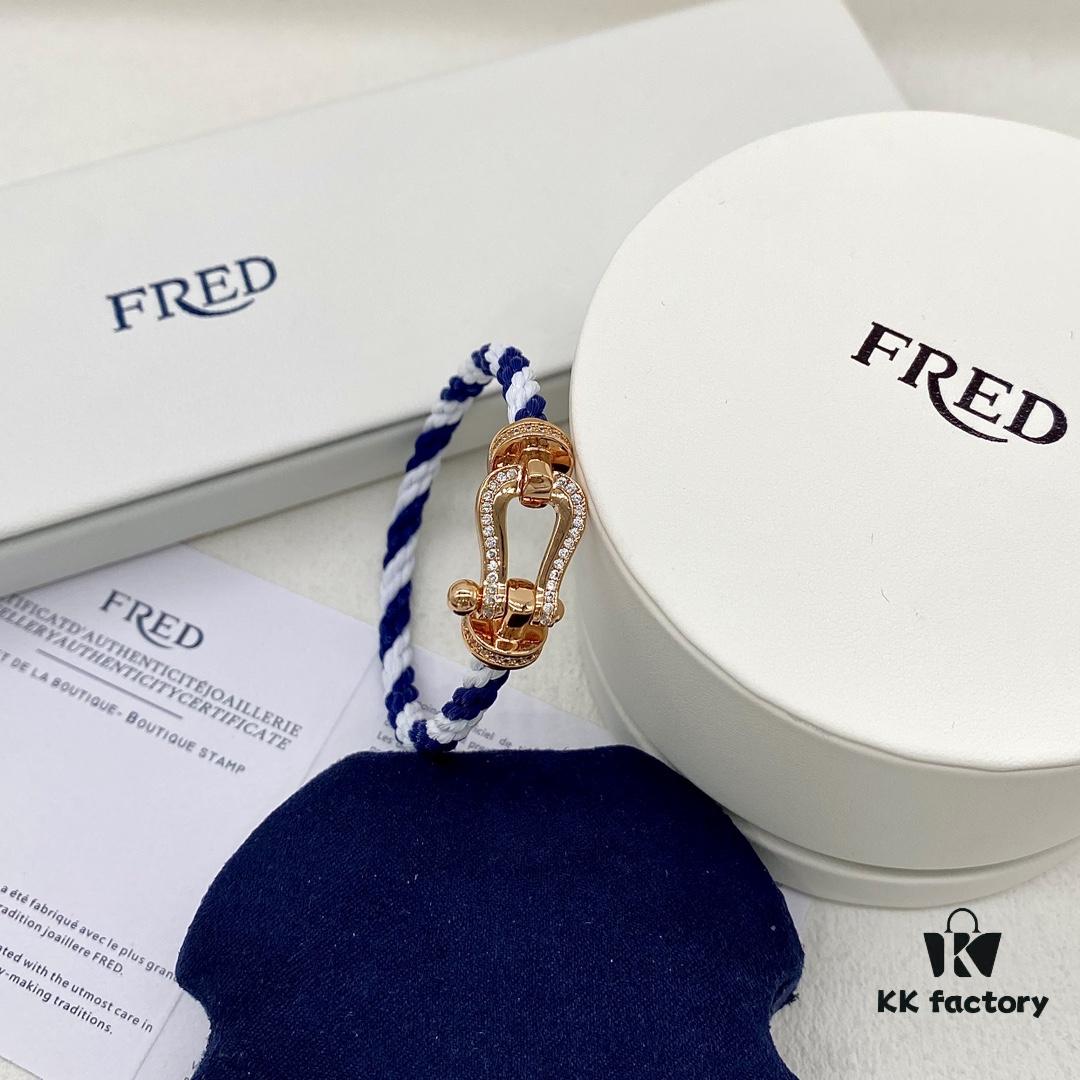 FRED FRED Force 10 Large Half-Pave Diamond Bracelet