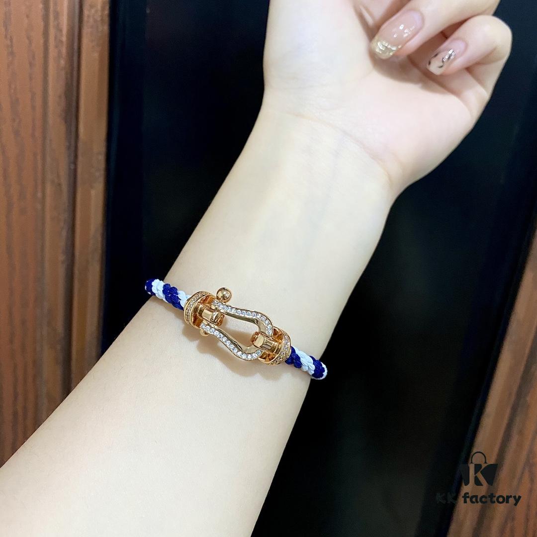 FRED FRED Force 10 Large Half-Pave Diamond Bracelet