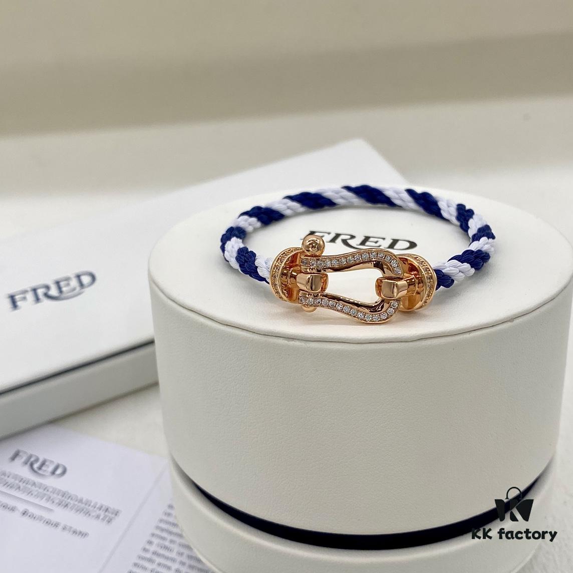 FRED FRED Force 10 Large Half-Pave Diamond Bracelet