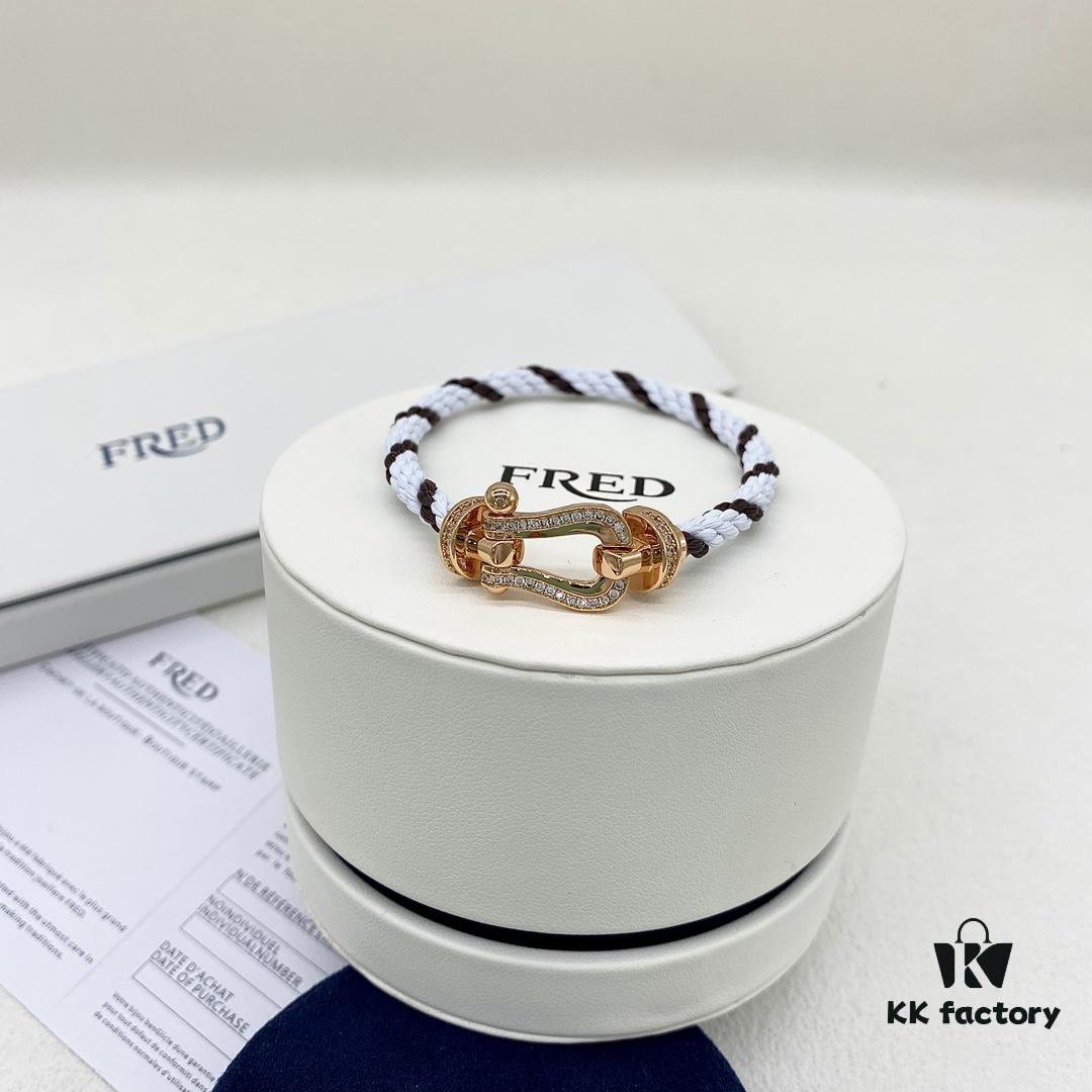 FRED Fred Force 10 Large Half-Paved Diamond Bracelet